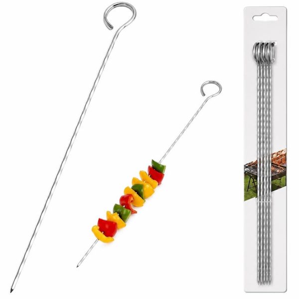 Set 6 Tepuse Pentru Frigarui, Flippy, Rasucite, Din Metal, Pentru Gratar si BBQ, 35 cm