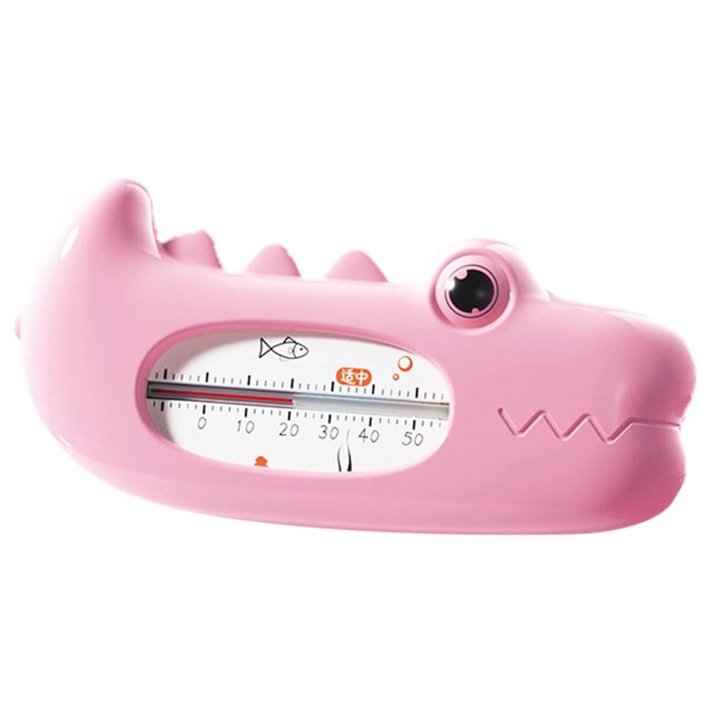 Termometru pentru Baie, Flippy, Plutitor, Rezistent la apa, Multifunctional, Model Crocodil, 2.7x6.5x3.7 cm, Roz