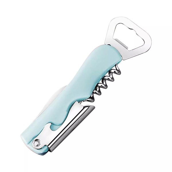 Tirbuson de Sticle 4 in 1, Flippy, Desfacator de Sticle Multifunctional, din Inox cu Maner Anti Alunecare, 13.5 x 4 cm Verde