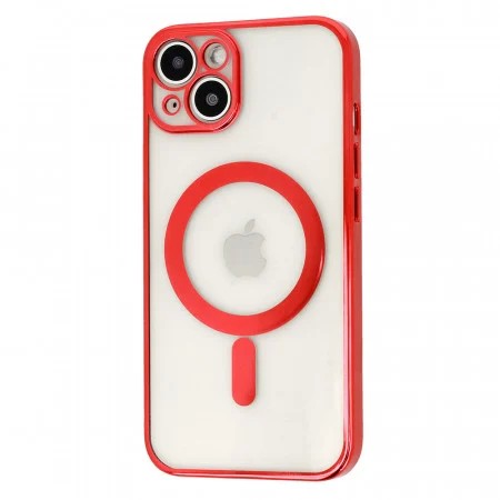 Husa MagSafe pentru Apple iPhone 12, Full Cover, Protectie camera, Margini colorate Electroplating, Magnetica, Incarcare Wireless, Flippy, Rosu - Image 3