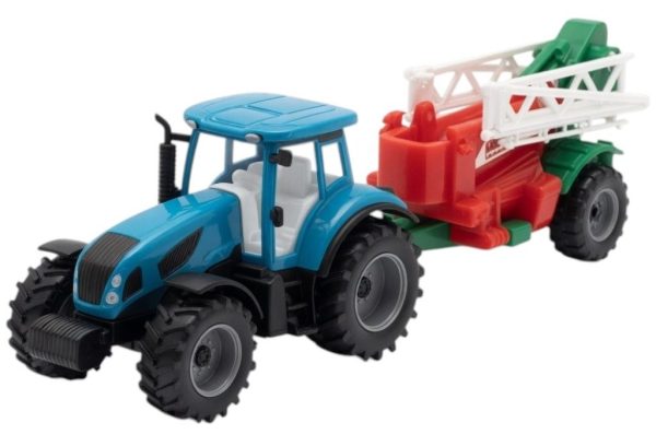 Tractor Cu Remorca De Erbicidat, Jucarie Agricola Cu Frictiune Si Pulverizator, Tractor Ferma Cu Utilaj De Stropit Si Brat Extensibil, Vehicul Agricol Realist Pentru Copii 3+ Ani, Albastru