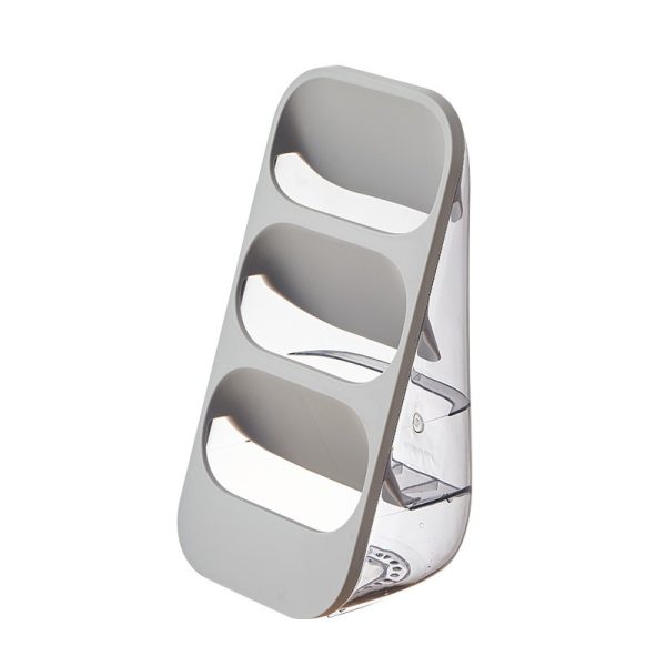 Suport - Organizator pentru Tacamuri, Flippy, 3 Compartimente, Suport pentru Cosmetica, Ustensile, Material PP Durabil, 33 x 16 x 15 cm Gri