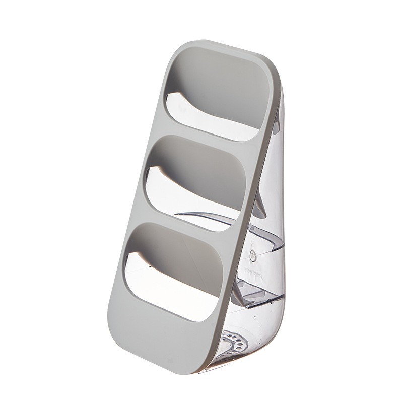 Suport - Organizator pentru Tacamuri, Flippy, 3 Compartimente, Suport pentru Cosmetica, Ustensile, Material PP Durabil, 33 x 16 x 15 cm Gri