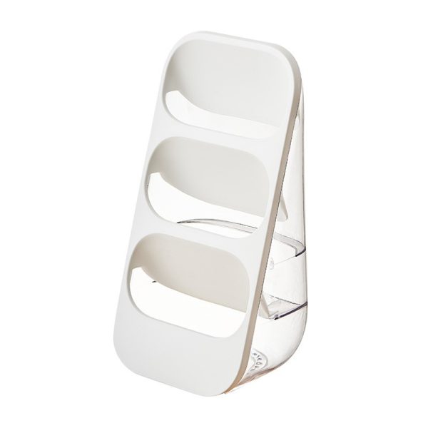 Suport - Organizator pentru Tacamuri, Flippy, 3 Compartimente, Suport pentru Cosmetica, Ustensile, Material PP Durabil, 33 x 16 x 15 cm Alb