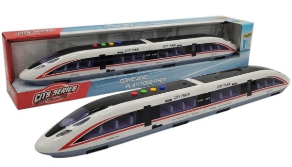 Tren De Mare Viteza Pentru Copii Tip City Train, Jucarie Locomotiva Moderna Cu Design Realist, Tren Pasageri Lung Cu Detalii Aerodinamice, Jucarie Transport Feroviar Pentru Joaca Si Colectie Copii 3+ Ani, Alb
