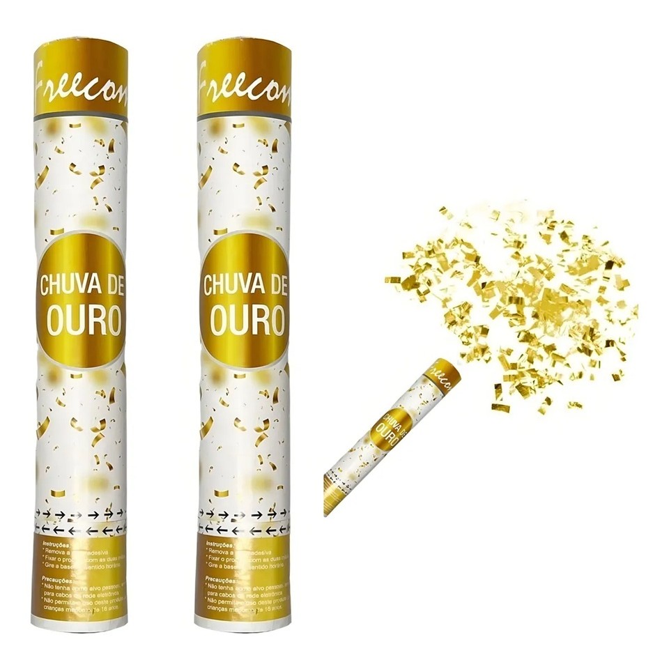 Tun Confetti, Flippy, Model Folie Aurie, 40 cm, Ambalaj din Carton, Eliberare prin Rasucire, Auriu