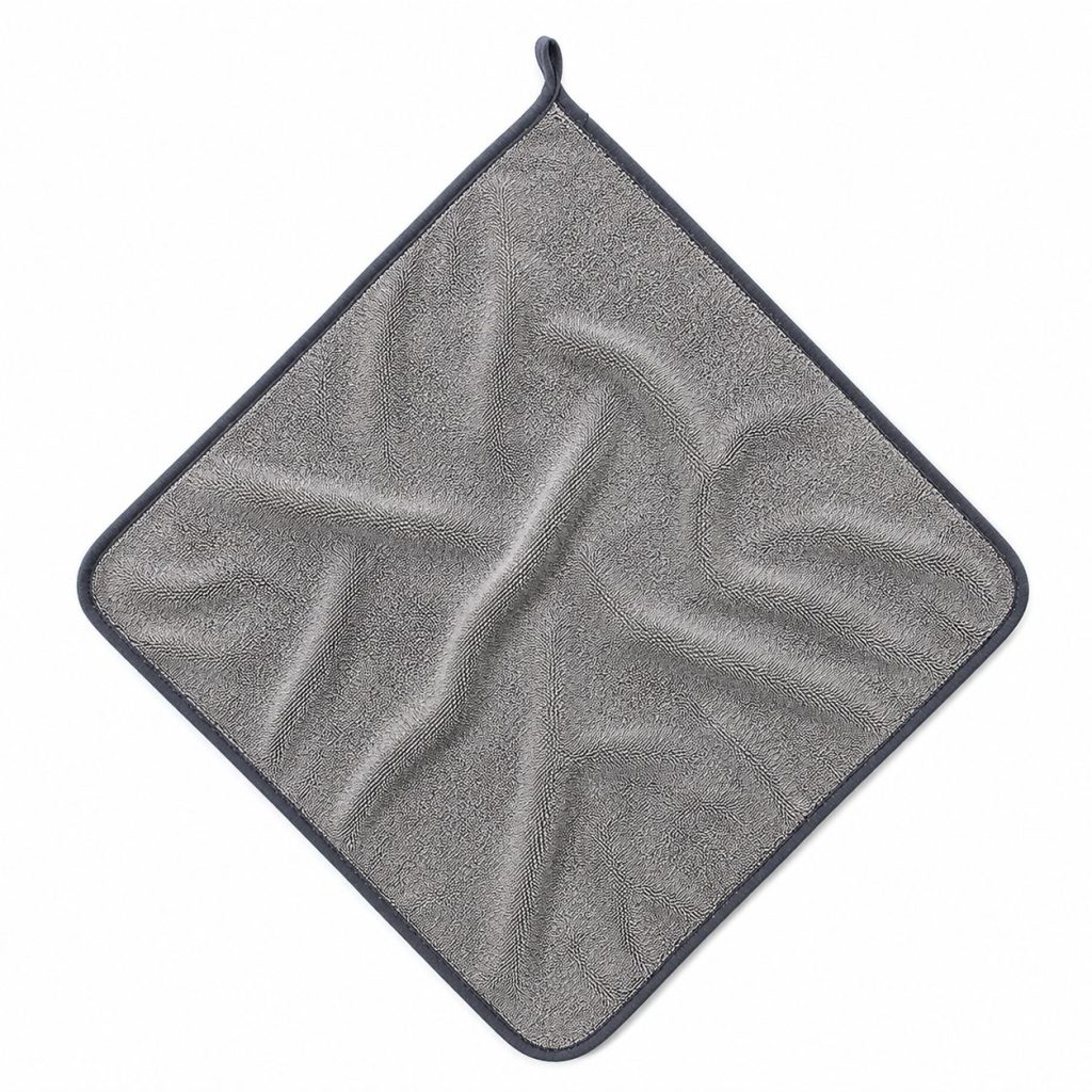 Prosop Auto din Microfibra Rasucita, Flippy, 600 GSM, Super Absorbant, Moale si Reutilizabil, pentru Uscare si Curatare Auto, 60 x 90 cm, Gri Deschis