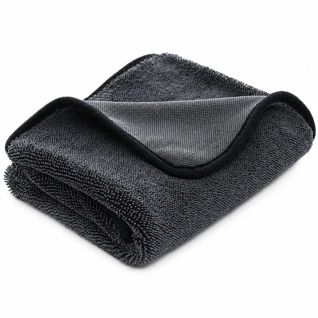 Prosop Auto din Microfibra Rasucita, Flippy, 650 GSM, O Singura Fata, Super Absorbant, Moale si Reutilizabil, Uscare si Curatare Auto, 30x30 cm, Gri Inchis