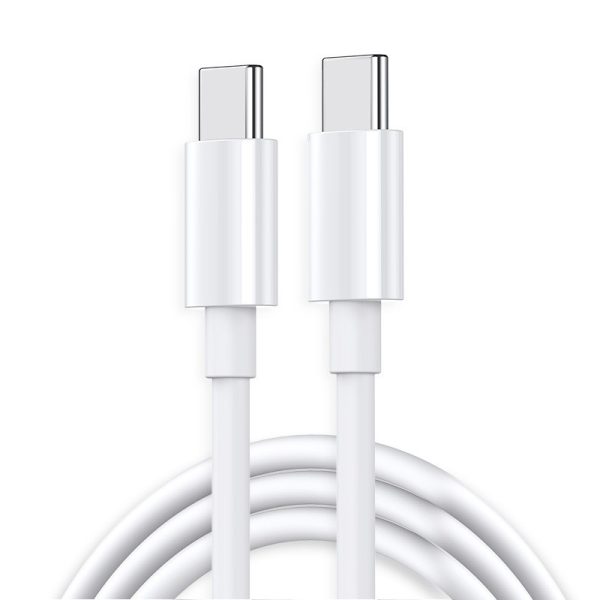 Cablu de Date pentru Telefon, Flippy, Cablu TYPE-C to TYPE-C Universal, Compatibil cu iOS si Android, Power Delivery 65W 130 cupru, 1 M, Simplu, Alb
