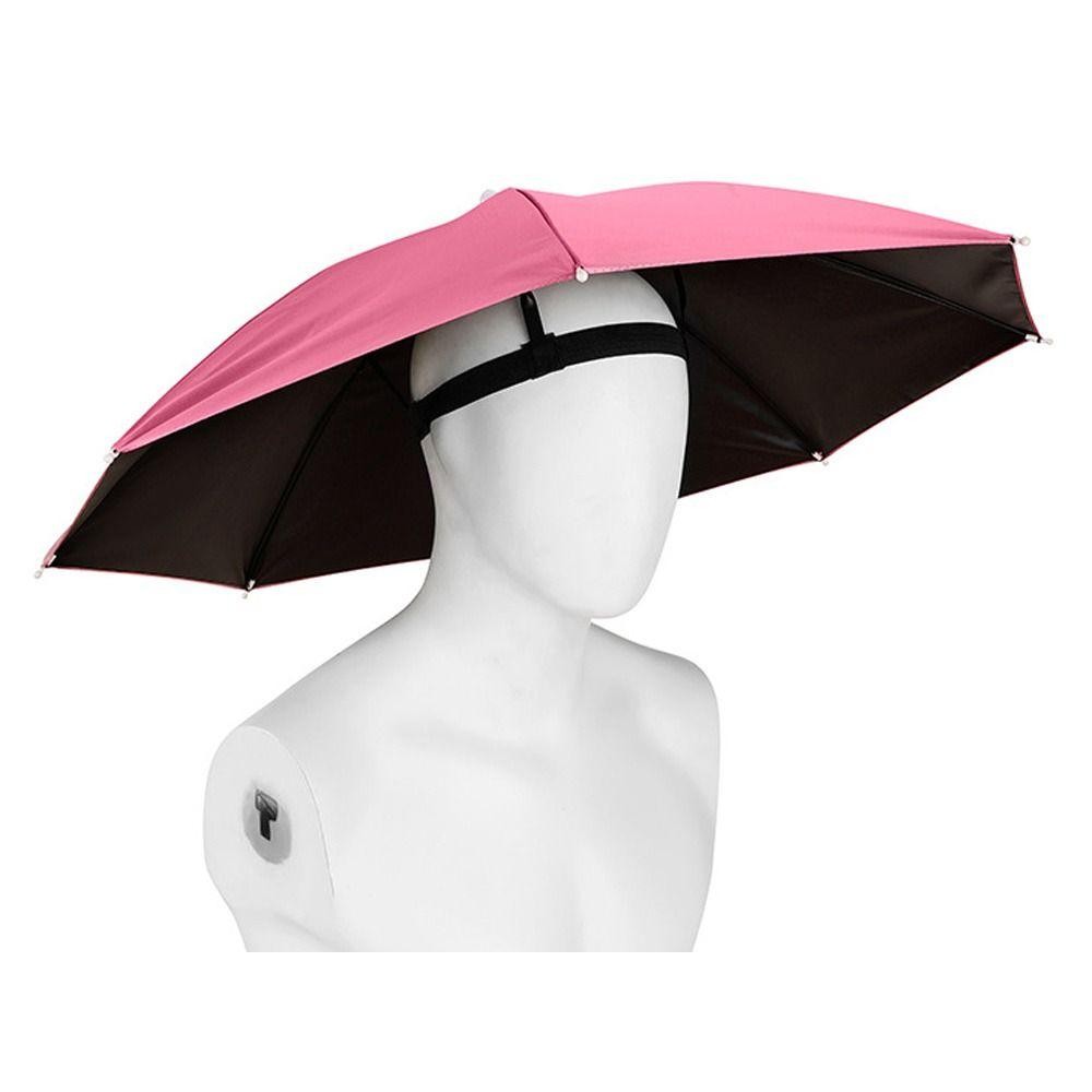 Umbrela de Cap, Flippy, Diametru 69 cm, Banda Elastica de Cap, Protectie UV/Ploaie, Fucsia