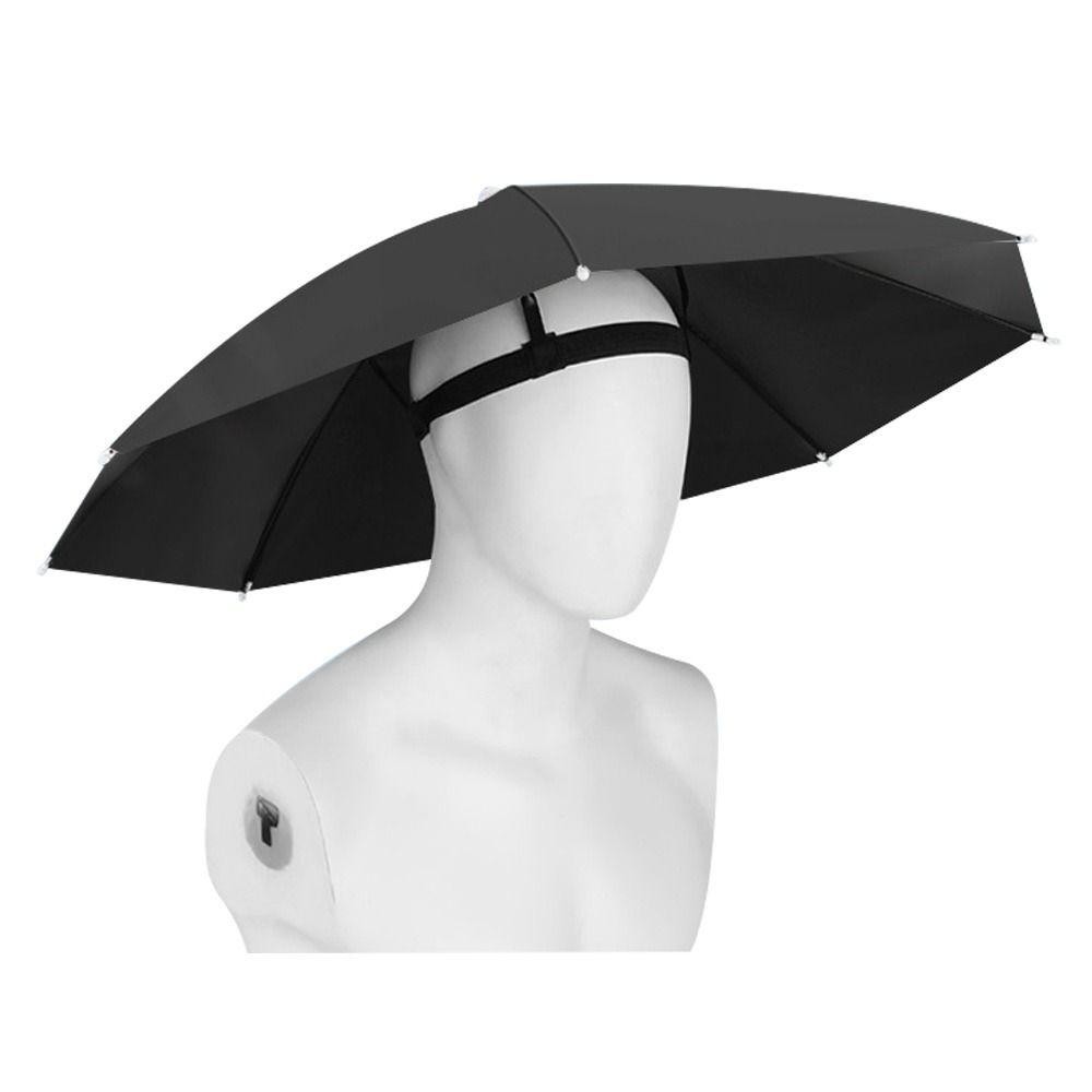 Umbrela de Cap, Flippy, Diametru 69 cm, Banda Elastica de Cap, Protectie UV/Ploaie, Negru