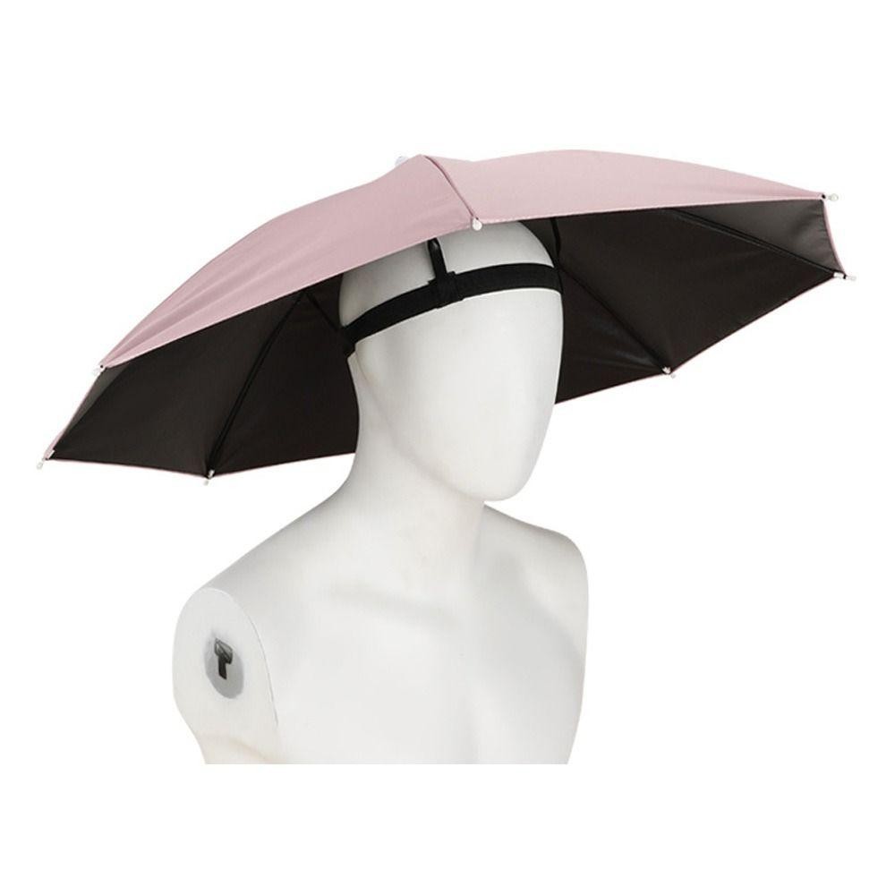 Umbrela de Cap, Flippy, Diametru 69 cm, Banda Elastica de Cap, Protectie UV/Ploaie, Roz