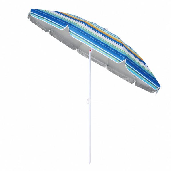 Umbrela de Plaja, Flippy, Model de Vara cu Protectie Solara, Tija Stabila si Suprafata pentru Umbrire, Ofera Umbra, Protectie Solara si Confort la Exterior, Ideal pentru Plaja, Picnic, Piscina, Camping si Vacante, 240 cm, Multicolor