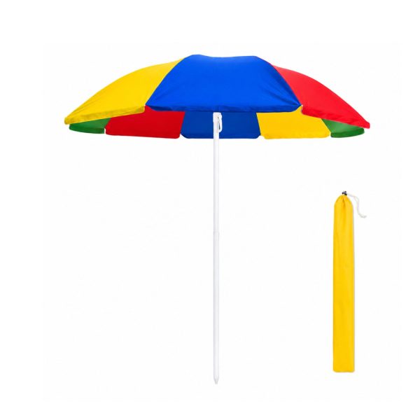 Umbrela de Plaja, Flippy, Model Curcubeu, Tija Stabila si Suprafata pentru Umbrire, Ofera Umbra, Protectie Solara si Confort la Exterior, Ideal pentru Plaja, Picnic, Piscina, Camping si Vacante, 220 cm, Multicolor