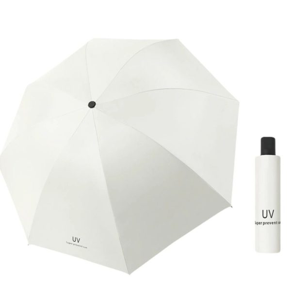 Umbrela de Ploaie Unisex, Flippy, cu Protectie UV Soare, Rezistenta la Vant si Ploaie, Pliabila, din Vinil si Otel, 96 x 67 cm, Bej deschis