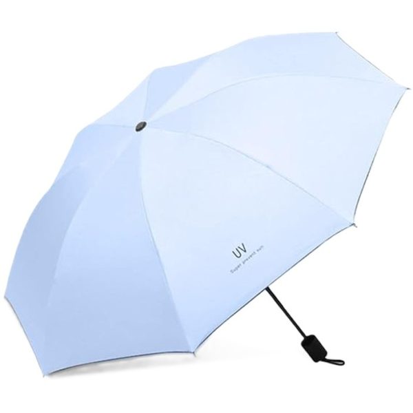 Umbrela, Flippy, Protectie UV Soare, Protectie Ploaie, Pliabila, din Vinil si Otel, 96 x 67 cm, Albastru