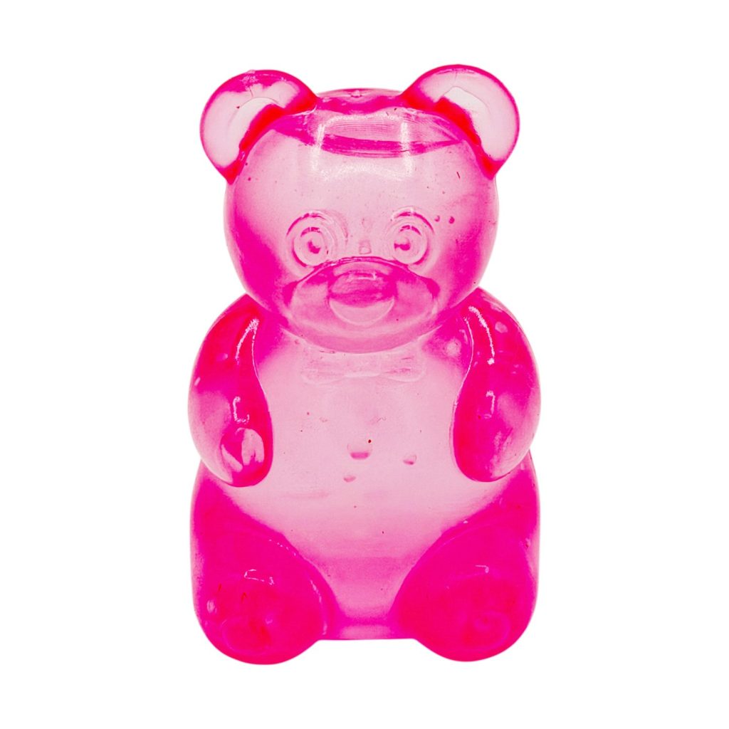 Jucarie Squishy Dumpling in Forma de Urs, Flippy, Model Gummy Bear, Antistres Senzoriala Comprimabila cu Revenire, 4x4x7.5 cm, 80 g, Roz