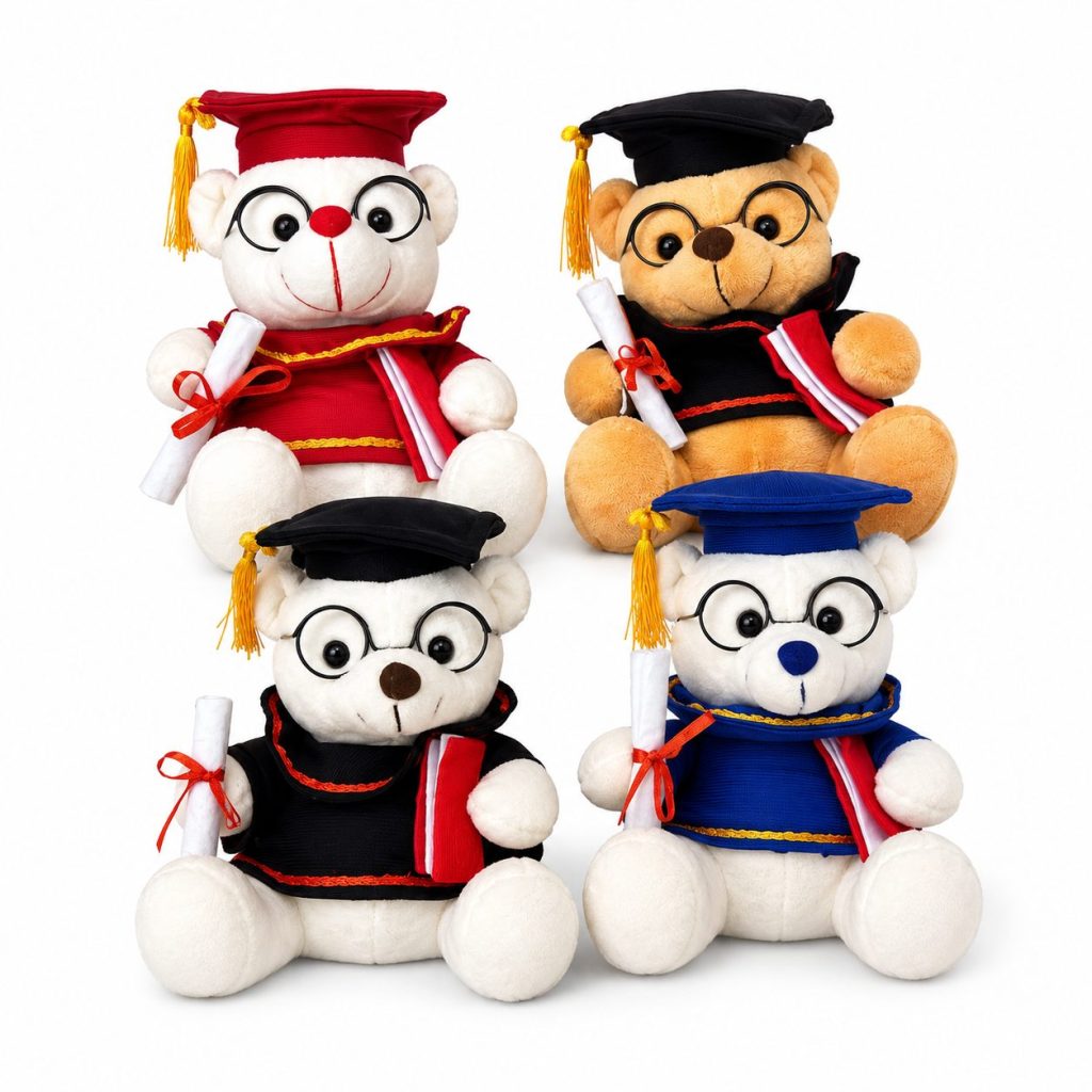 Ursulet de Plus Absolvent, Flippy, Jucarie Moale cu Toca, Ochelari si Diploma, Cadou pentru Absolvire, 40 cm, Multicolor