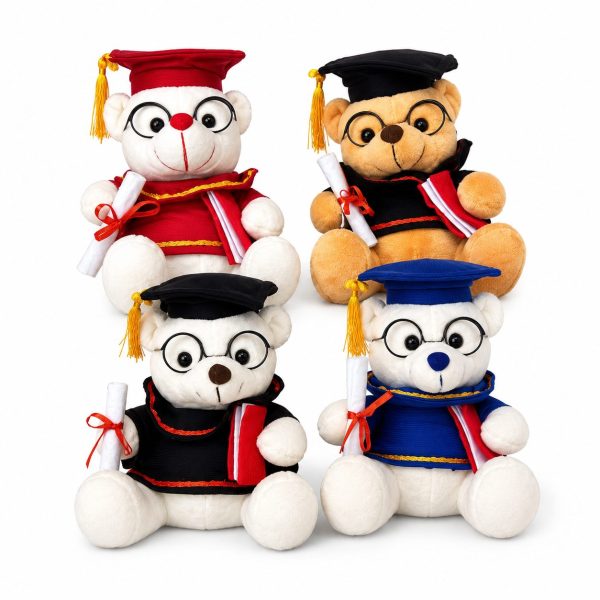Ursulet de Plus Absolvent, Flippy, Jucarie Moale cu Toca, Ochelari si Diploma, Cadou pentru Absolvire, 40 cm, Multicolor