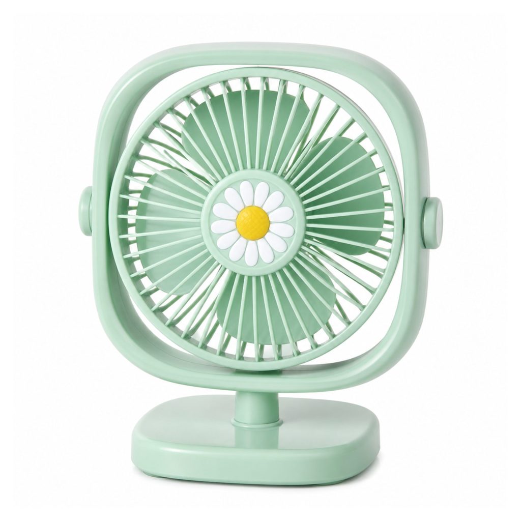 Mini Ventilator Portabil, Flippy, Model Compact si Portabil, Alimentare USB 5V, Flux de Aer Racoritor, Utilizare Usoara si Confort in Zilele Calduroase, Ideal pentru Birou, Verde