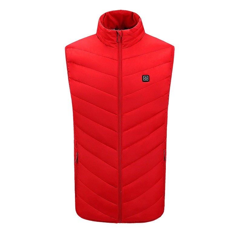 Vesta cu Incalzire, Flippy, Unisex, 2 Zone de Incalzire, Umplutura Bumbac, 3 Trepte de Temperatura, Incarcare USB, Rosu, 45 - 58 kg, Marime L