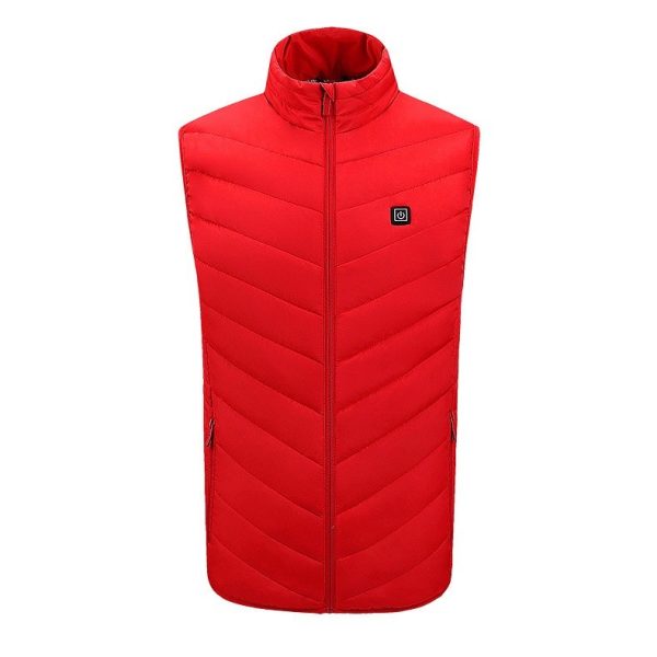 Vesta cu Incalzire, Flippy, Unisex, 2 Zone de Incalzire, Umplutura Bumbac, 3 Trepte de Temperatura, Incarcare USB, Rosu, 45 - 50 kg, Marime M