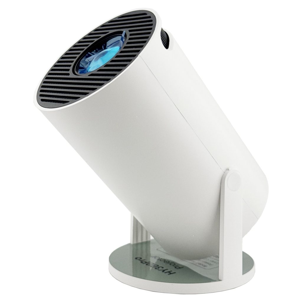 Video Proiector Portabil cilindric HY300PRO, Flippy, Inteligent, Full HD 1080 x 1280, Wireless, Compatibil cu Android/iOS, 17 x 10 x 9 cm, Alb