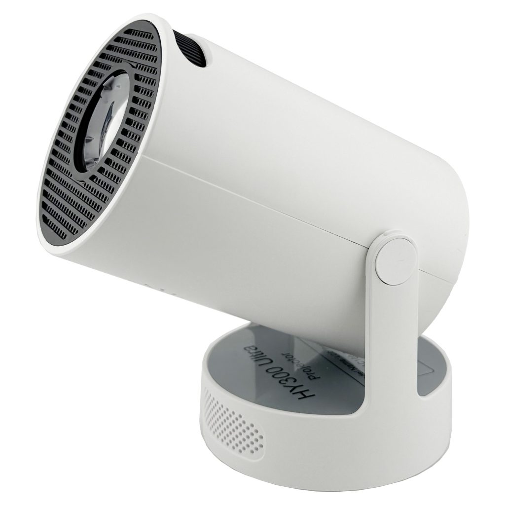 Video Proiector Portabil cilindric HY300ULTRA, Flippy, Inteligent, ULTRA HD 4K 1920 x 1080, Wireless, Compatibil cu Android/iOS, DC, 17 x 11 x 9.5 cm, Alb