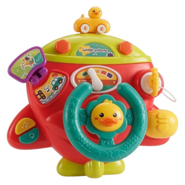 Volan Interactiv Pentru Copii Cu Lumini Si Sunete, Jucarie Educativa Tip Avion Cu Butoane Si Activitati, Volan De Joaca Cu Efecte Audio Si Elemente Rotative, Jucarie Senzoriala Pentru Dezvoltare Copii 18+ Luni, Multicolor