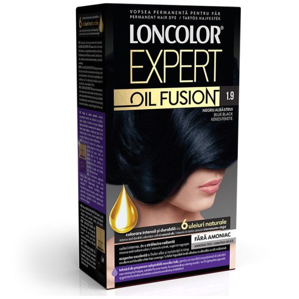 Vopsea pentru Par, Loncolor Expert Oil Fusion, 1.9 Negru Albastrui