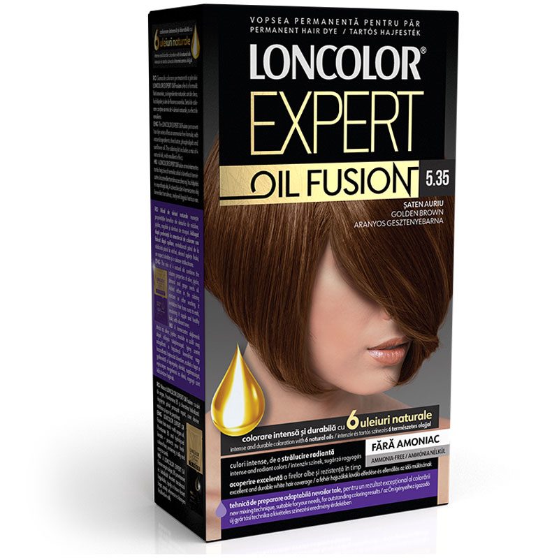 Vopsea pentru Par, Loncolor Expert Oil Fusion, 5.35 Saten Auriu