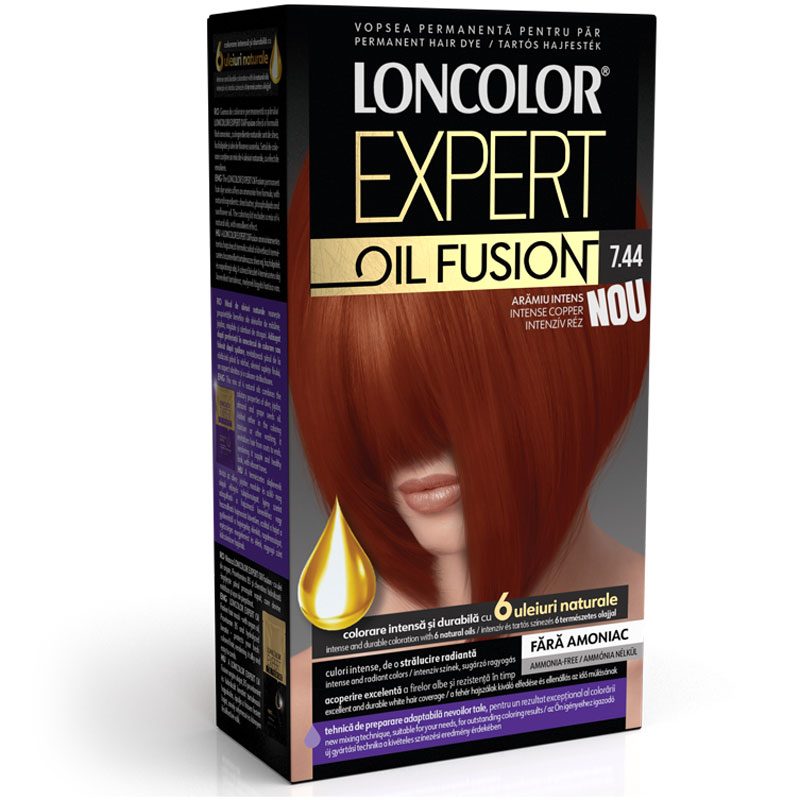 Vopsea pentru Par, Loncolor Expert Oil Fusion, 7.44 Aramiu Intens
