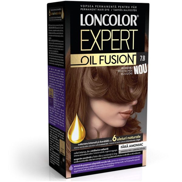 Vopsea pentru Par, Loncolor Expert Oil Fusion, 7.8 Blond Bej