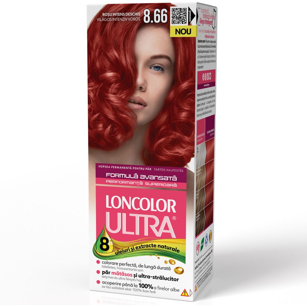 Vopsea pentru Par, Loncolor Ultra, 8/66 Rosu Intens Deschis