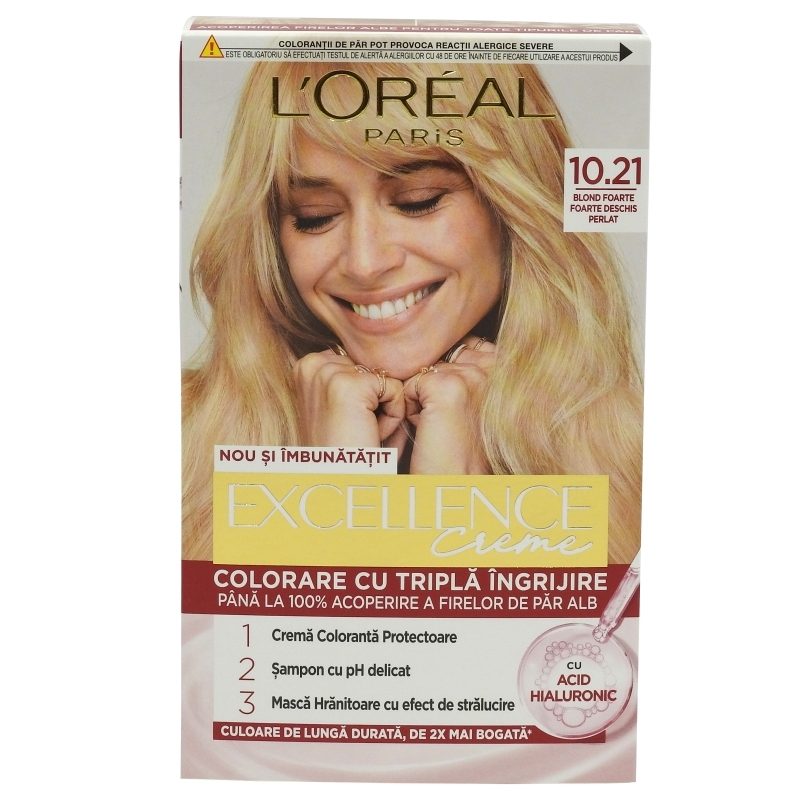 Vopsea pentru Par, Loreal Excellence Creme, 10.21 Pearl Blond