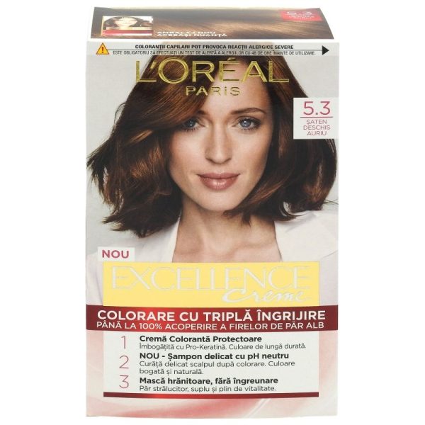 Vopsea pentru Par, Loreal Excellence Creme, 5.3 Natural Golden Brown
