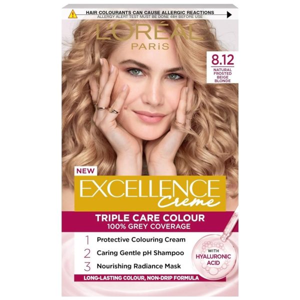 Vopsea pentru Par, Loreal Excellence Creme, 8.12 Blond Bej
