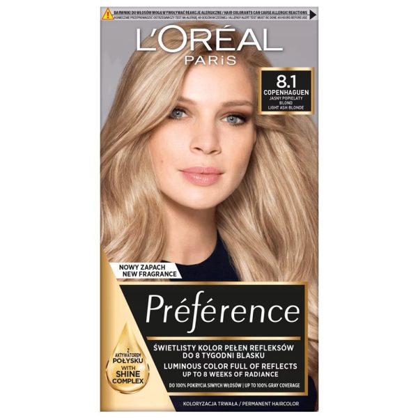 Vopsea pentru Par, Loreal Preference, 8.1 Blond Cenusiu Deschis 174 ml