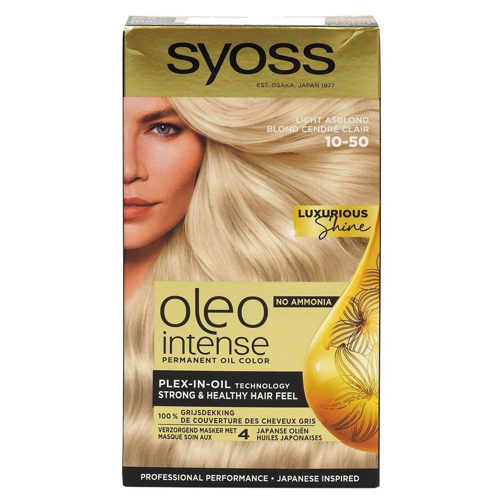 Vopsea pentru Par, Syoss Oleo, Intense cu Ulei si Plex-In-Oil Technology, 10/50 Ashy Blonde