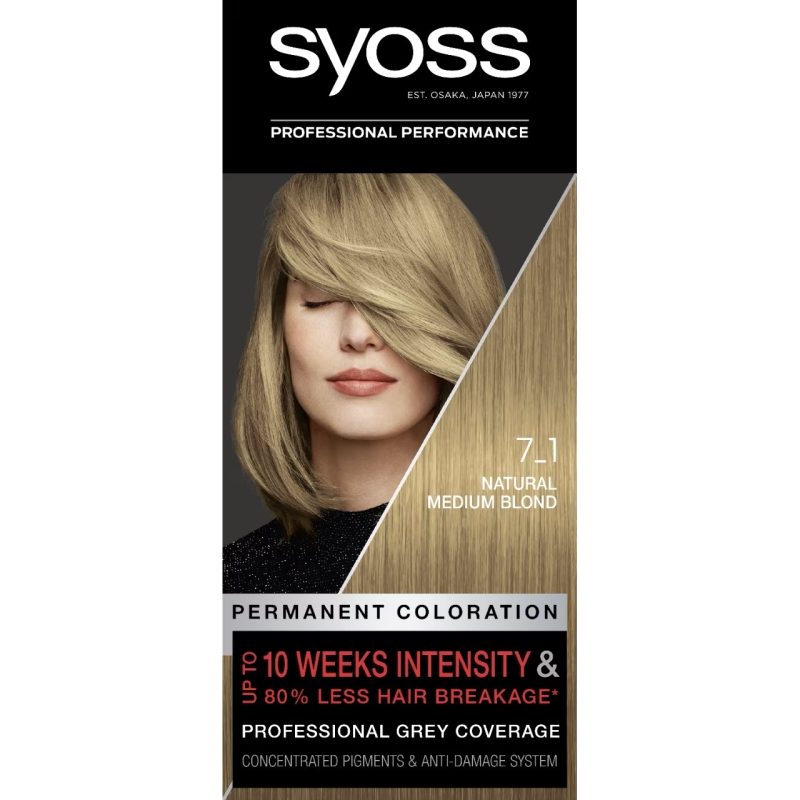 Vopsea pentru Par, Syoss Professional, 7-1 Natural Medium Blond