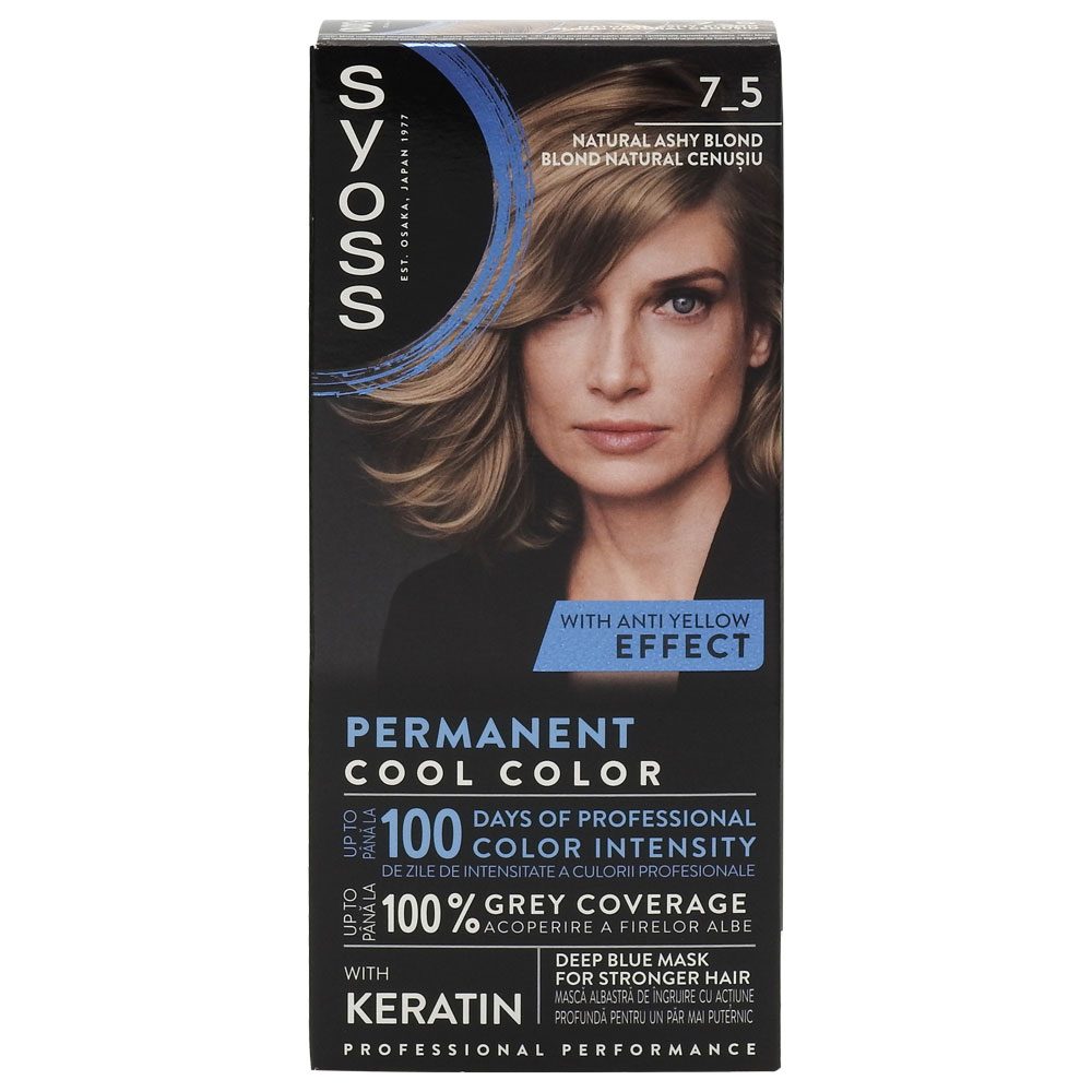 Vopsea pentru Par, Syoss Professional, 7-5 Natural Ashy Blond