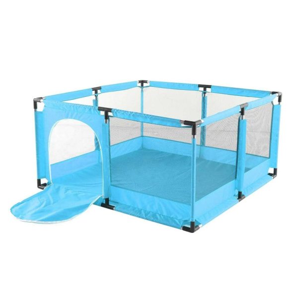 Tarc de Joaca pentru Copii DNT-106, Flippy, Model Spatiu Fotbal, 126 x 126 x 65 cm, Structura de Protectie pentru Interior, ABS si Poliester rezistent, Albastru Deschis