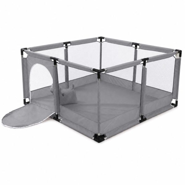 Tarc de Joaca pentru Copii DNT-106, Flippy, Model Spatiu Fotbal, 126 x 126 x 65 cm, Structura de Protectie pentru Interior, ABS si Poliester rezistent, Gri