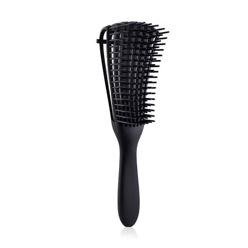 Perie Flexibila, Flippy, pentru Descurcat Par Cret/Umed si Uscat, 8 Brate Mobile, din TPE, 24.5 x 4.5 x 2 cm, Negru