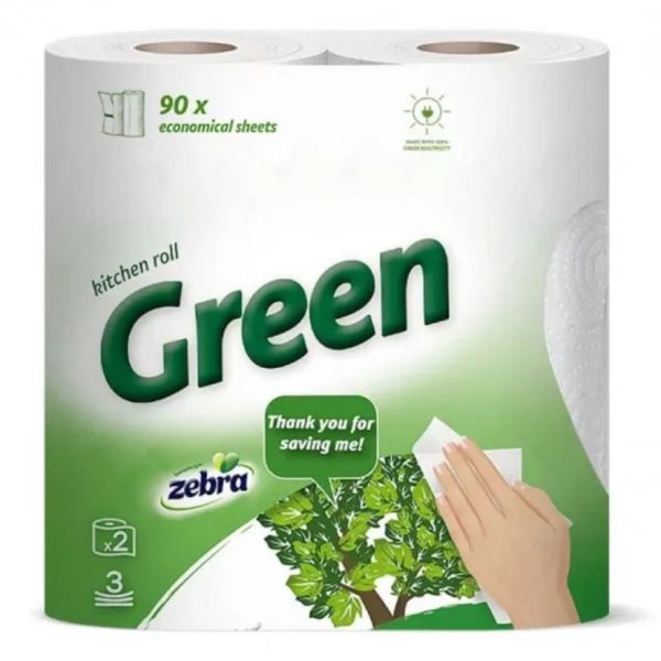Zebra Prosoape de Bucatarie 2ROLE 3STR Eco Green